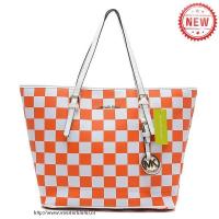 michael kors jet set checkerboard groot oranje bakken Nieuwe Handtassen g1ohf381